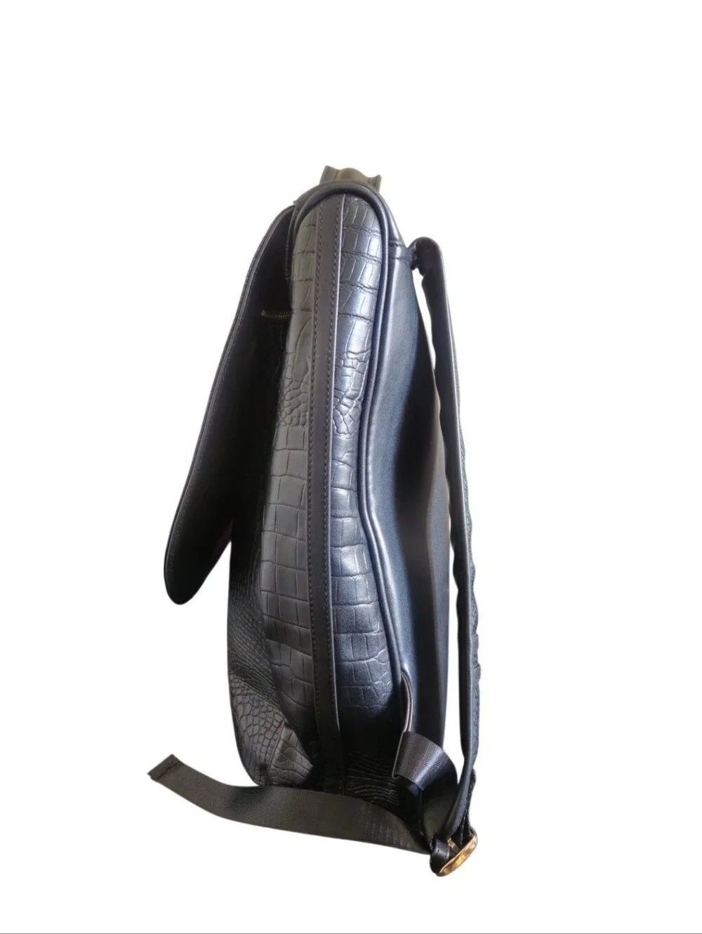 Tote & Carry Black Croc-Embossed Vegan Leather Backpack